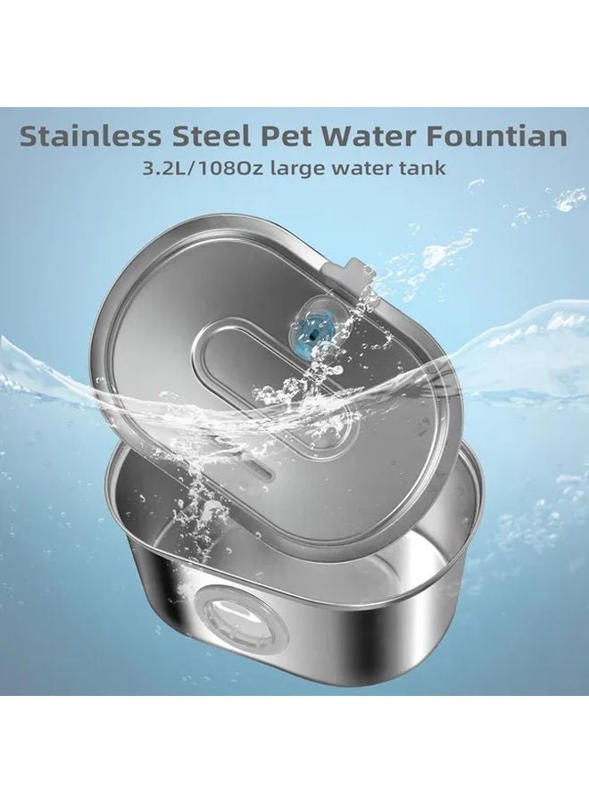 Cat Water Fountain Automatic Pet Drinking Bowl 108oz 3 2L Stainless Steel USB Pump Quiet - Image 3